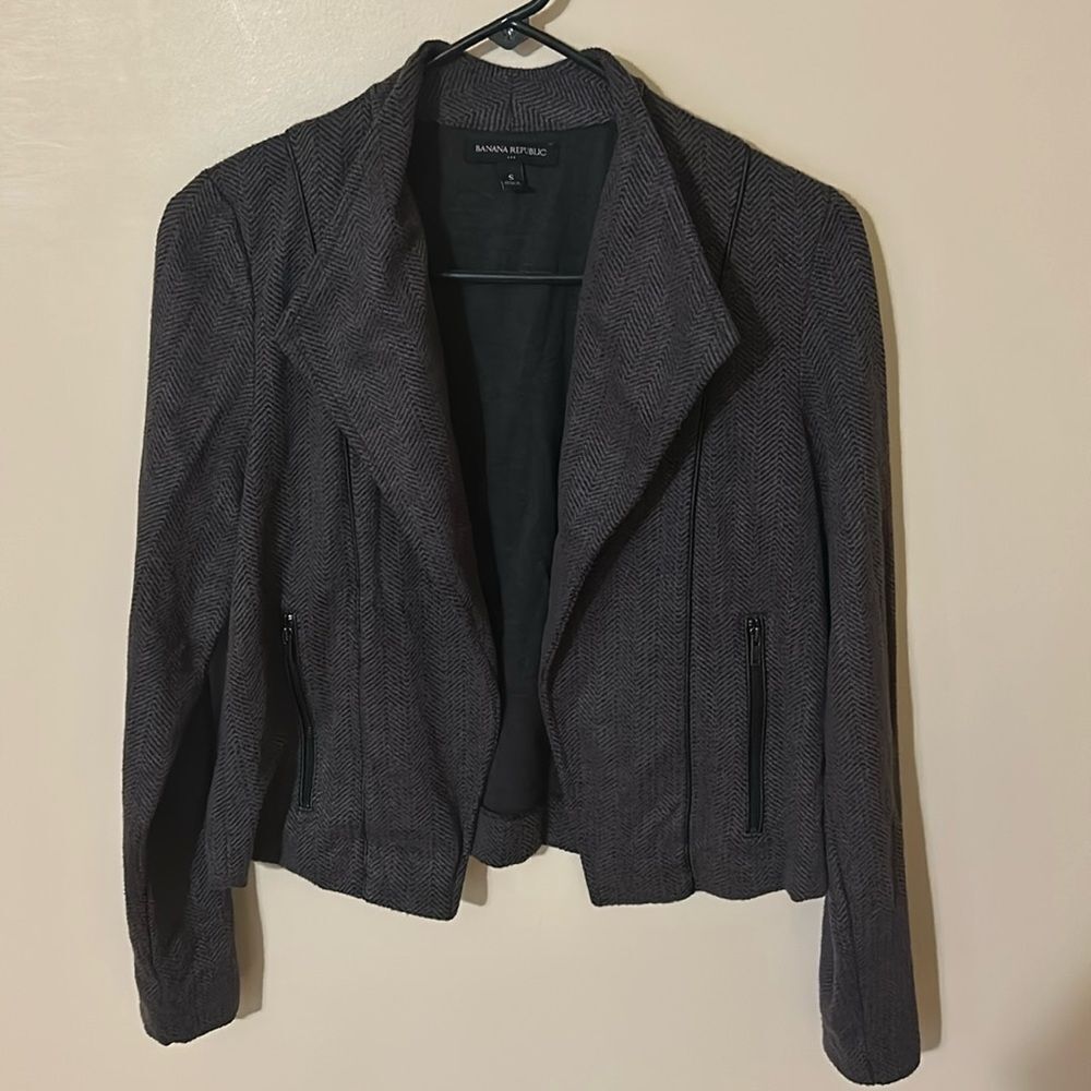 Banana Republic Work Cardigan Jacket Business Chevron Gray Women’s small